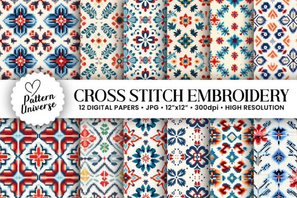 Cross Stitch Embroidery Digital Papers Review